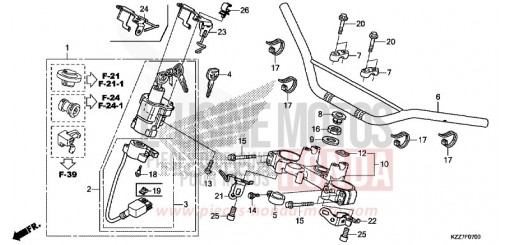 ROHRGRIFF/OBERE BRUECKE CRF250LAK de 2019